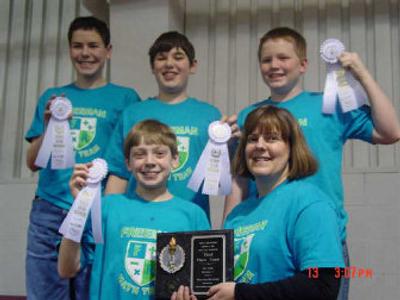 
Members of the seventh-grade Math Is Cool team from Freeman Middle School are, front row, from left: Ben MacPherson and coach Linda Mega. Back row: Travis Campbell, Chris Beaulaurier and Joseph Schweiger. 
 (Photos courtesy of Freeman School District / The Spokesman-Review)