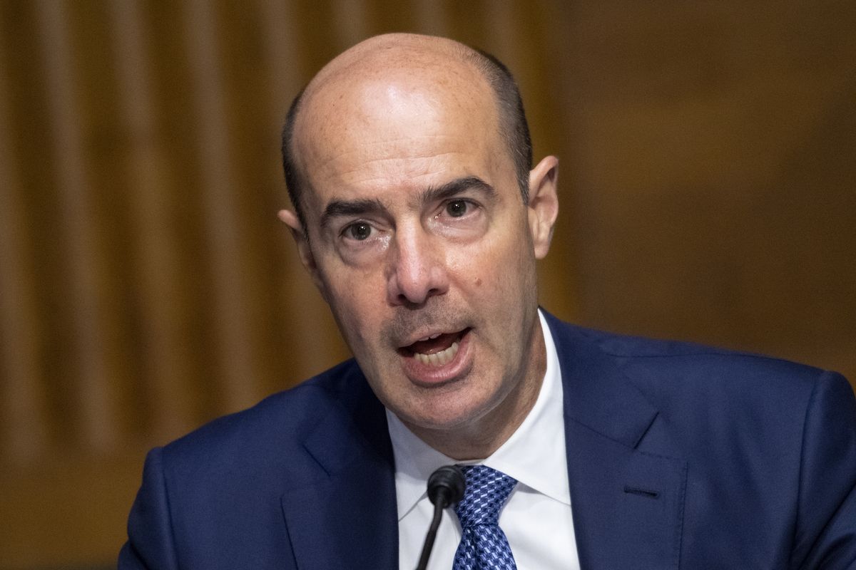 Labor Secretary Eugene Scalia testifies during a Senate Finance Committee hearing on “COVID-19/Unemployment Insurance” on Capitol Hill in Washington on Tuesday, June 9, 2020. (Caroline Brehman)