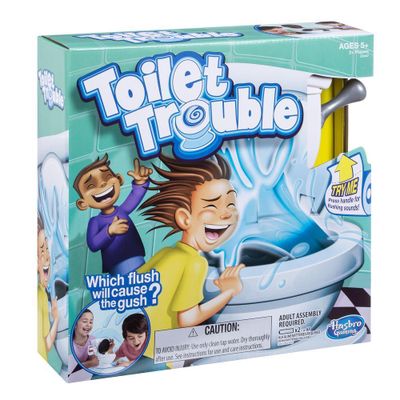 Thanks to hot sales of a game called Toilet Trouble, Hasbro’s revenue surpassed that of rival Mattel for the first time in 17 years. Players in the board game take turns flushing a plastic toilet that spits water at their faces.