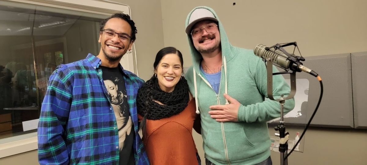 Kellen Lewis, Marlee Andrews and Danny Anderson (from left to right) provide the voices for “Con Science,” a one-act radio play by Spokane playwright Sandra Hoskings that will be presented Tuesday by Radio Play Co-Lab and Spokane Public Radio.  (Juan Mas)