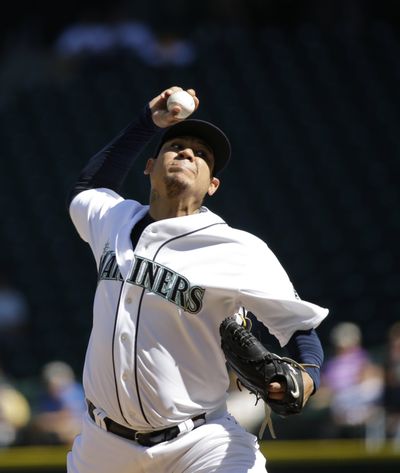 Mariners starting pitcher Felix Hernandez went eight strong innings. (Associated Press)