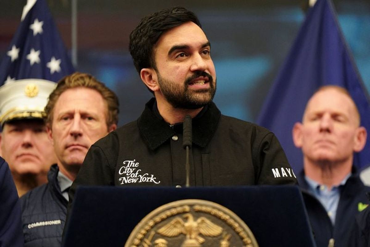 New York City Mayor Zohran Mamdani holds a press conference at the New York City Office of Emergency Management, as a major winter storm spreads across a large swath of the United States, in Brooklyn, New York City, U.S., January 25, 2026. REUTERS/Bing Guan (Bing Guan)