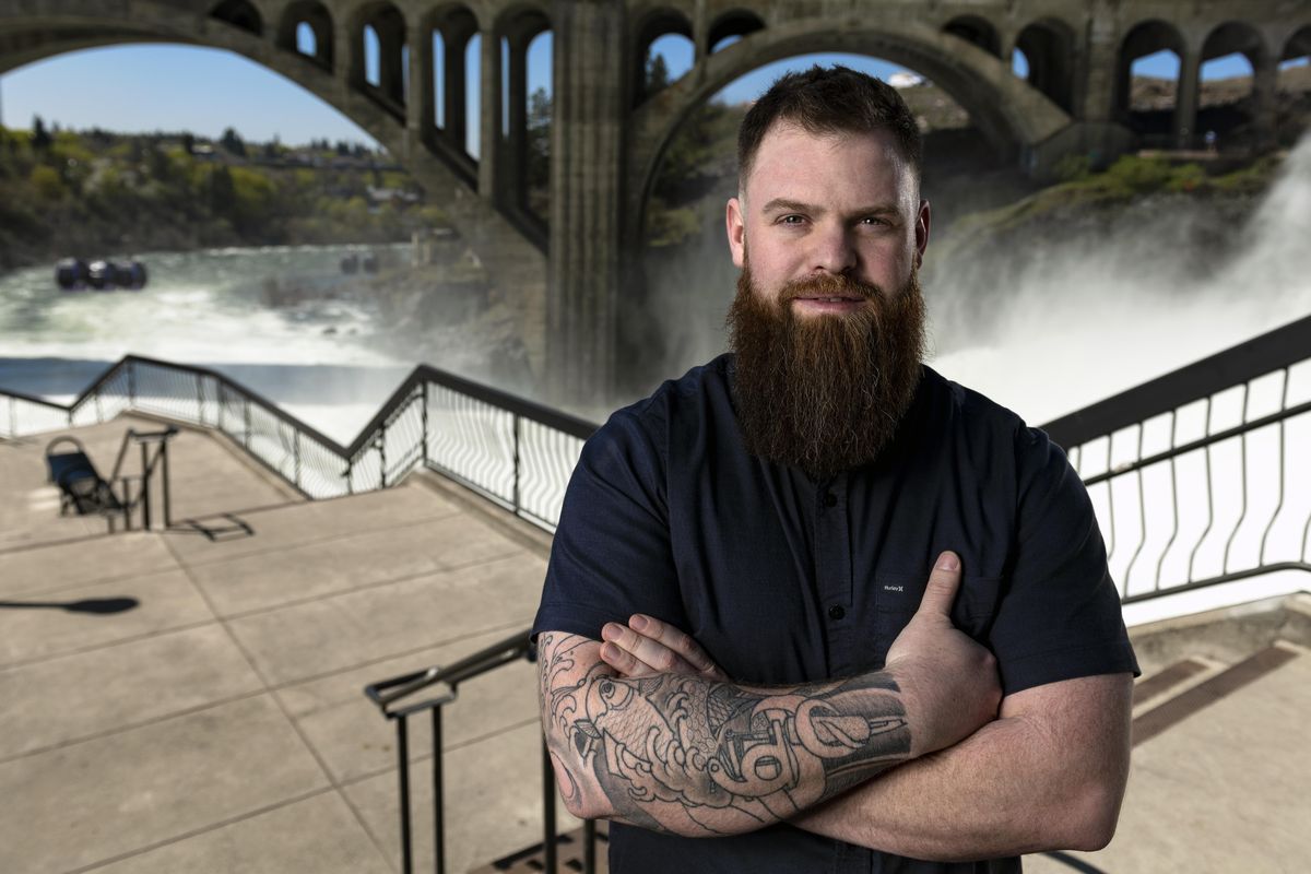 Chef Chad White is photographed in Huntington Park on April 26, 2018. (Colin Mulvany / The Spokesman-Review)