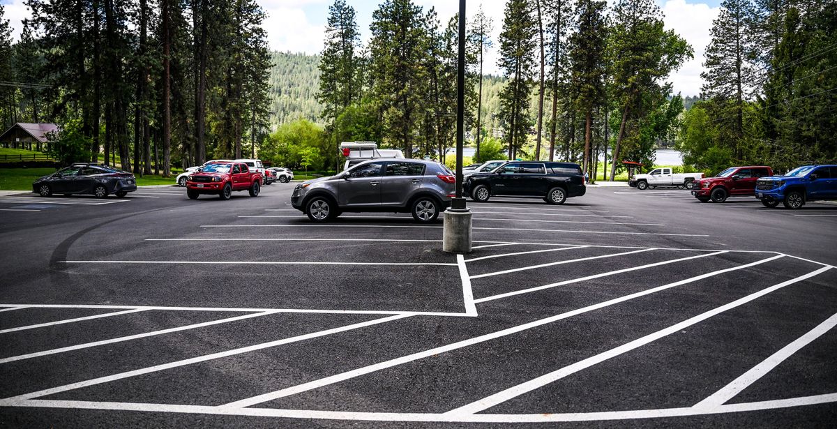 New paved parking area is now finished at Liberty Lake Regional Park after the official ribbon cutting on Wednesday, May 21, 2025.  (Kathy Plonka/The Spokesman-Review)