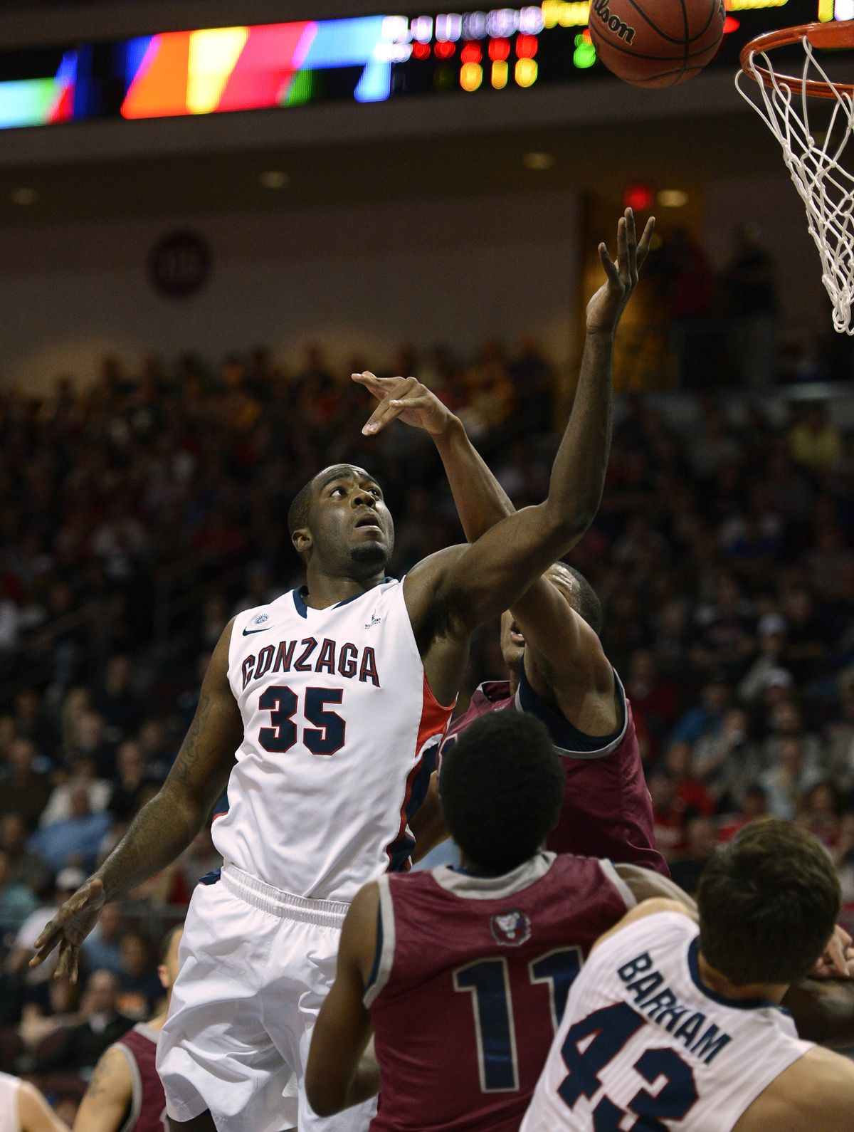 Gonzaga is hoping Sam Dower, left, can take up some of the scoring and rebounding slack left by the departures of Elias Harris and Kelly Olynyk. (Colin Mulvany)