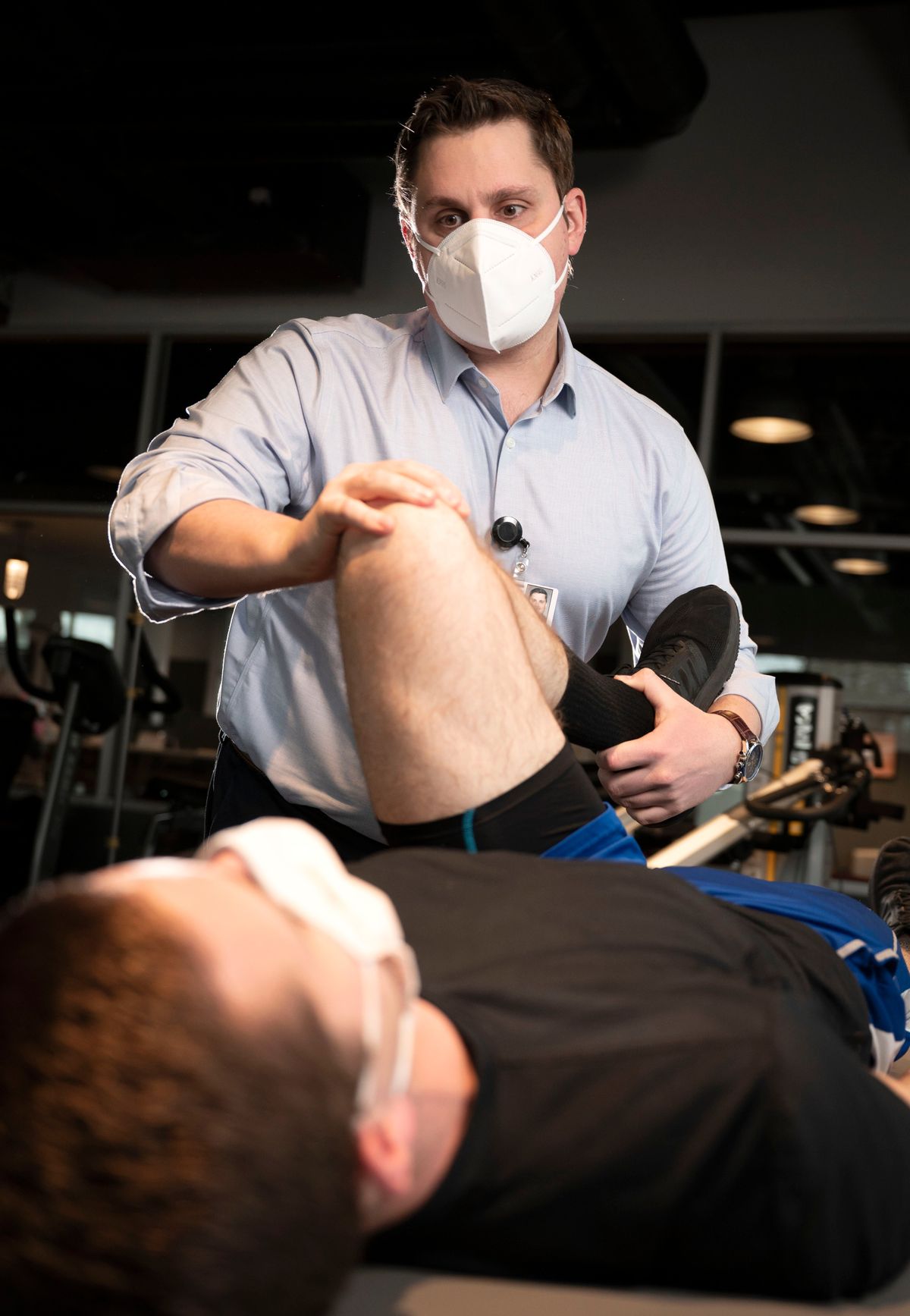 MultiCare sports medicine specialist Dr. Nick Strasser works at MultiCare Integrated Sports Medicine, but on Saturday and Sunday he’ll be trackside as a medical support volunteer at the USA Track & Field Indoor Championships at the Podium.  (Colin Mulvany/The Spokesman-Review)