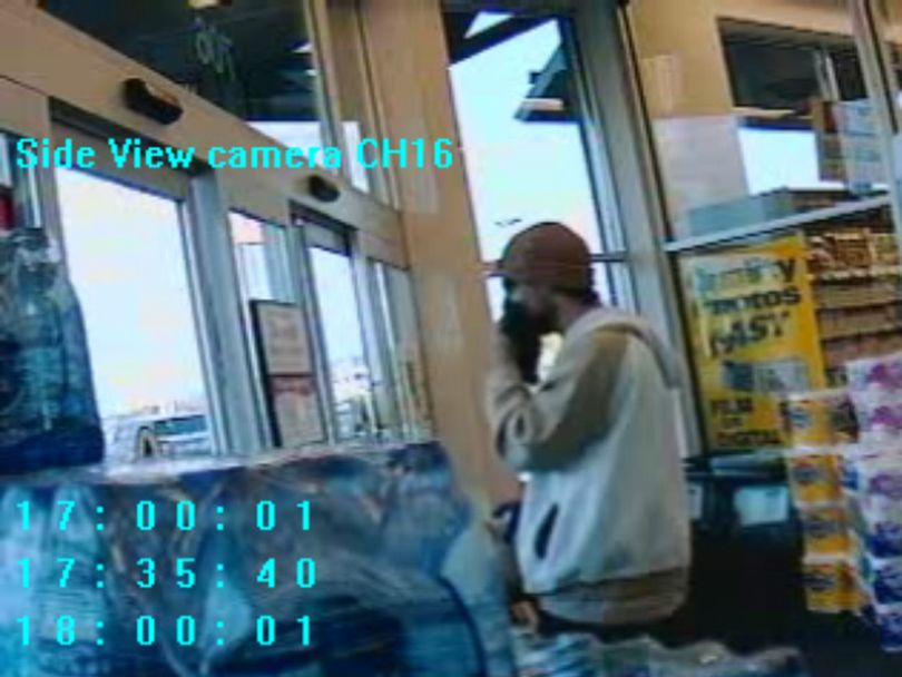 Security camera image show a man who robbed a Post Falls Walgreens pharmacy Wednesday evening. (Courtesy of Post Falls Police Department)