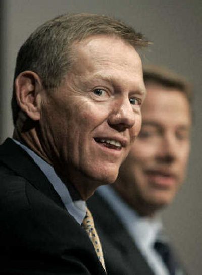
Alan Mulally, left, and Bill Ford answer questions Tuesday. 
 (Associated Press / The Spokesman-Review)