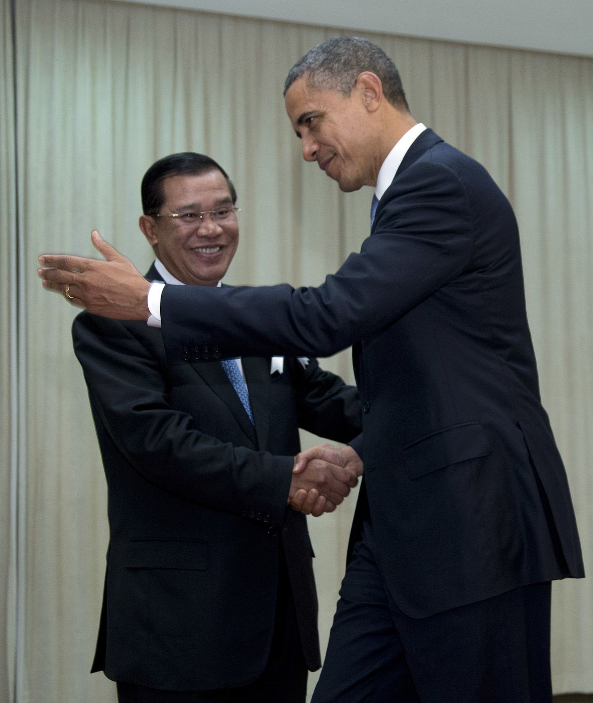 U.S. President Barack Obama is welcomed by Cambodia