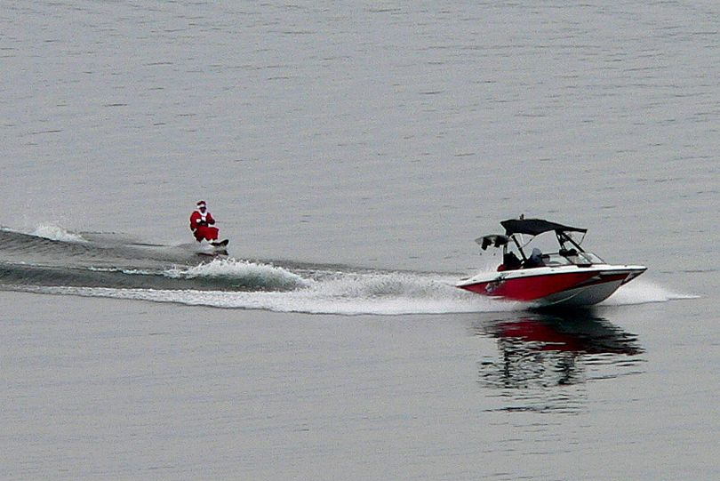 Santa's still water skiing