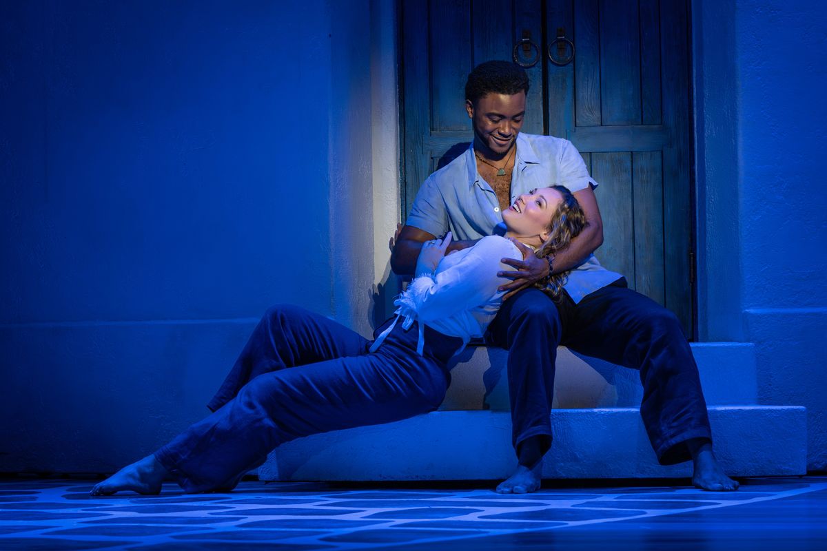 Grant Reynolds (Sky) and Amy Weaver (Sophie Sheridan) in the North American tour of “Mamma Mia!” coming to the First Interstate Center for the Arts in Spokane on Tuesday.  (Courtesy of Joan Marcus)