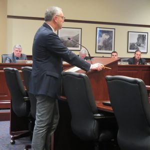 House Transportation Chairman Joe Palmer, R-Meridian, pitches his bill on a transportation funding shift to the House Transportation Committee on Tuesday, Feb. 14, 2017  (Betsy Z. Russell)