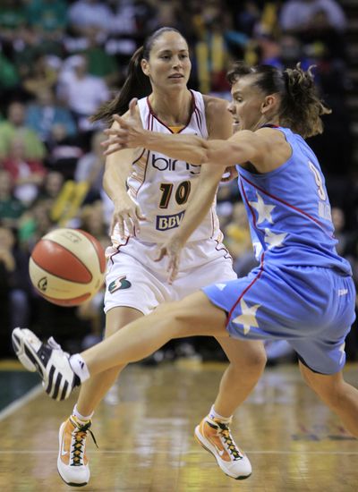 Sue Bird (10) and the Storm grab 2-0 series lead over Coco Miller and the Dream. (Associated Press)