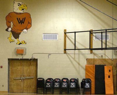 
The gym at West Valley High School sits empty with boarded up doors during construction. Next year, the school will leave the GSL and join the 2A Great Northern League. The students will be playing in a new, larger gym next year. 
 (Liz Kishimoto / The Spokesman-Review)