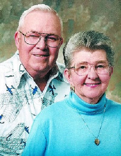 
Spokane Valley couple Jack and Margaret Johnson pose for a portrait. Below, the Johnsons on their wedding day, Sept. 4, 1942.
 (Photos courtesy of the Johnson family / The Spokesman-Review)