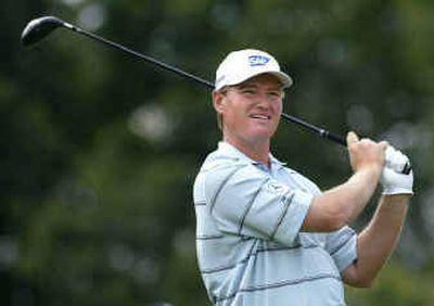 
Ernie Els watches his drive off the first tee during the third round of the Memorial Tournament on Saturday in Dublin, Ohio. 
 (Associated Press / The Spokesman-Review)