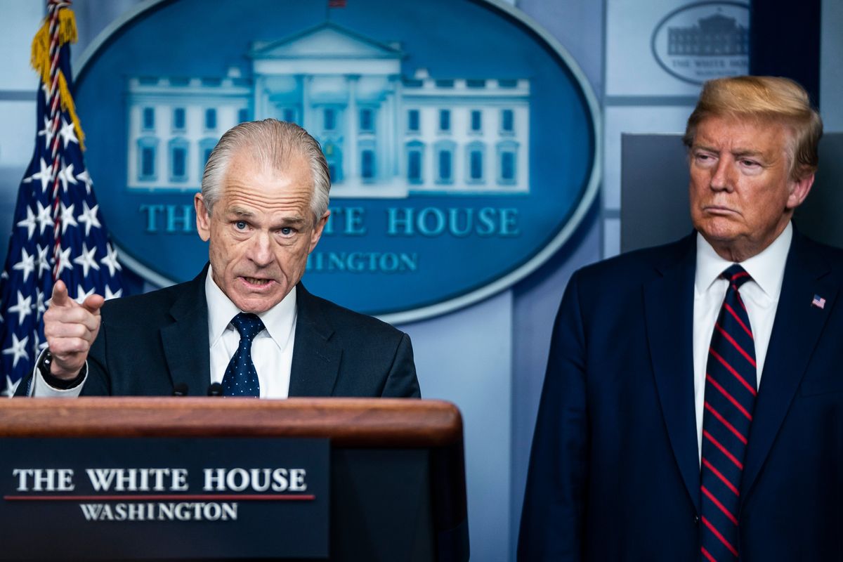 Peter Navarro with then-President Donald Trump in April 2020. 