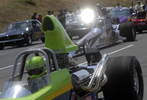 Racers line up prior to Sunday’s elimination rounds at the newly refurbished Spokane County Raceway.bartr@spokesman.com (J. BART RAYNIAK / The Spokesman-Review)
