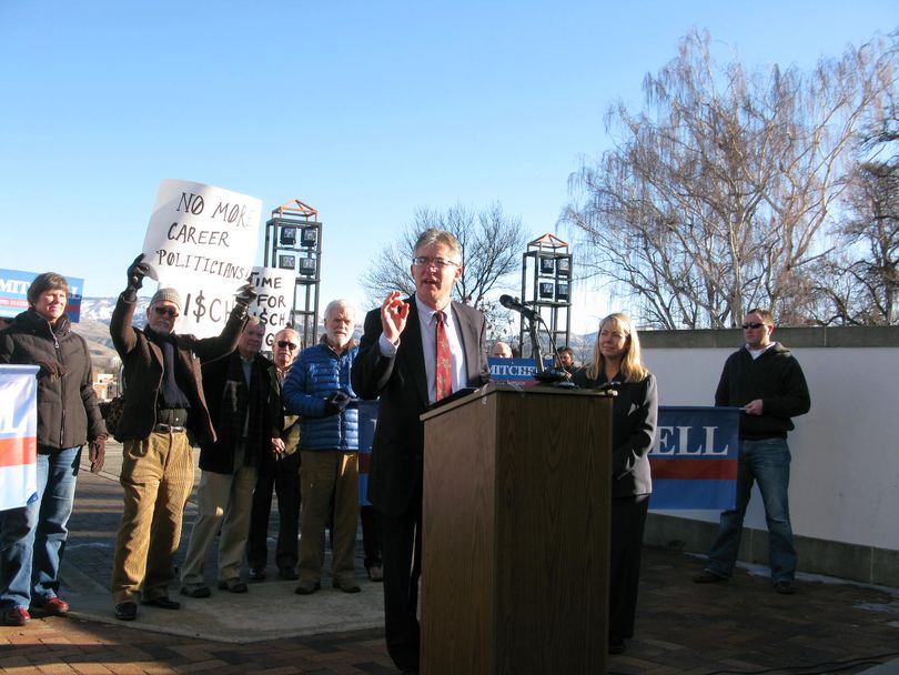 Nels Mitchell launches his Democratic campaign for the U.S. Senate at the Boise Depot on Tuesday, challenging GOP Sen. Jim Risch (Betsy Russell)