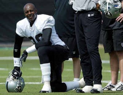 
Always dapper on and off the field, Oakland Raiders receiver Jerry Rice enters his 20th season with the prospect of 21 not out of the question. 
 (Associated Press / The Spokesman-Review)