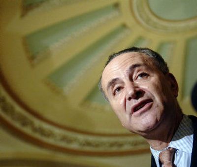 
Sen. Charles Schumer, D-N.Y., calls Wednesday for the Swiss pharmaceutical giant Roche to allow U.S. companies to make its avian flu treatment, Tamiflu. 
 (Associated Press / The Spokesman-Review)
