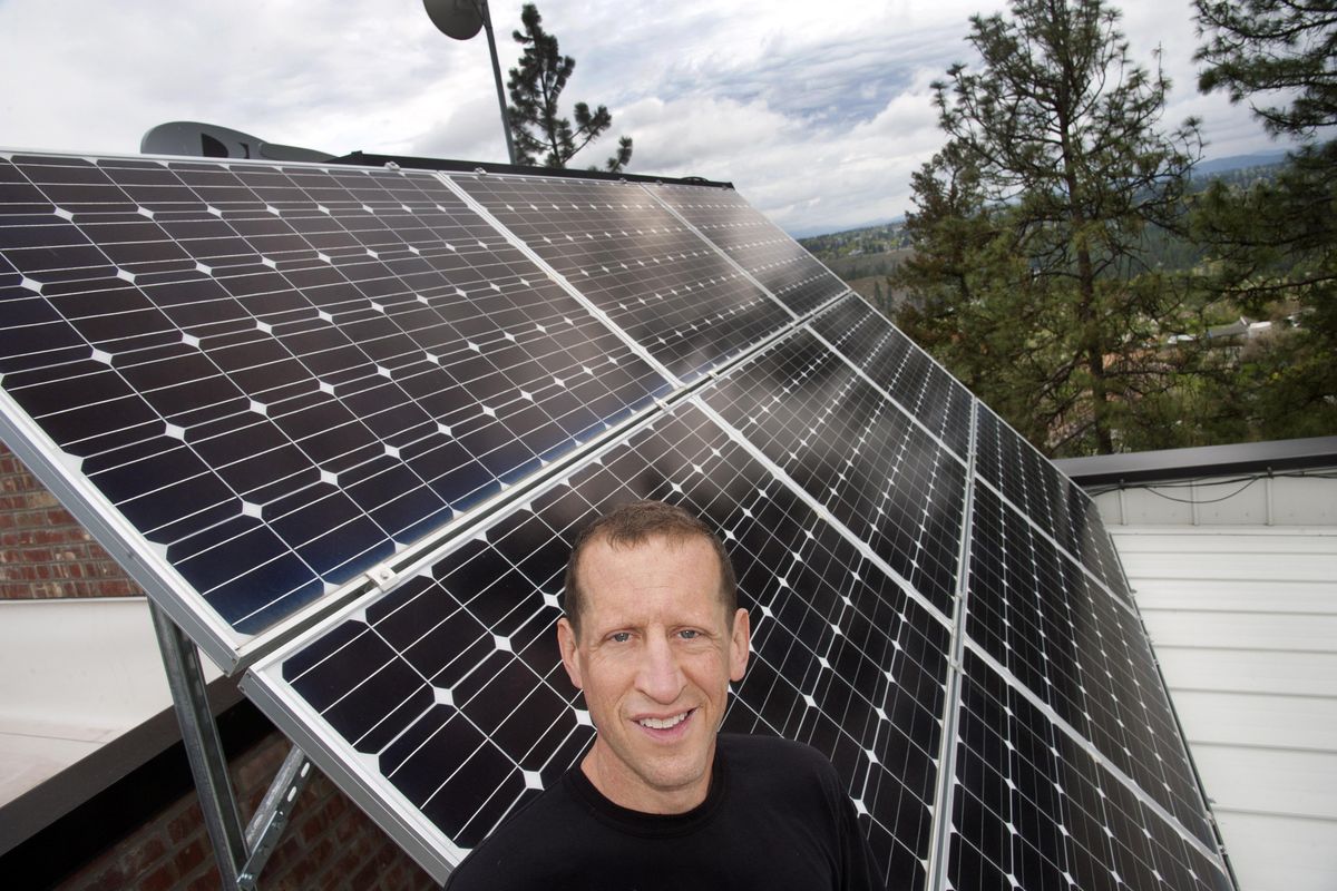 Kyle Baird’s home on Houston Road in north Spokane has solar panels to supply his electrical needs. (Dan Pelle / The Spokesman-Review)