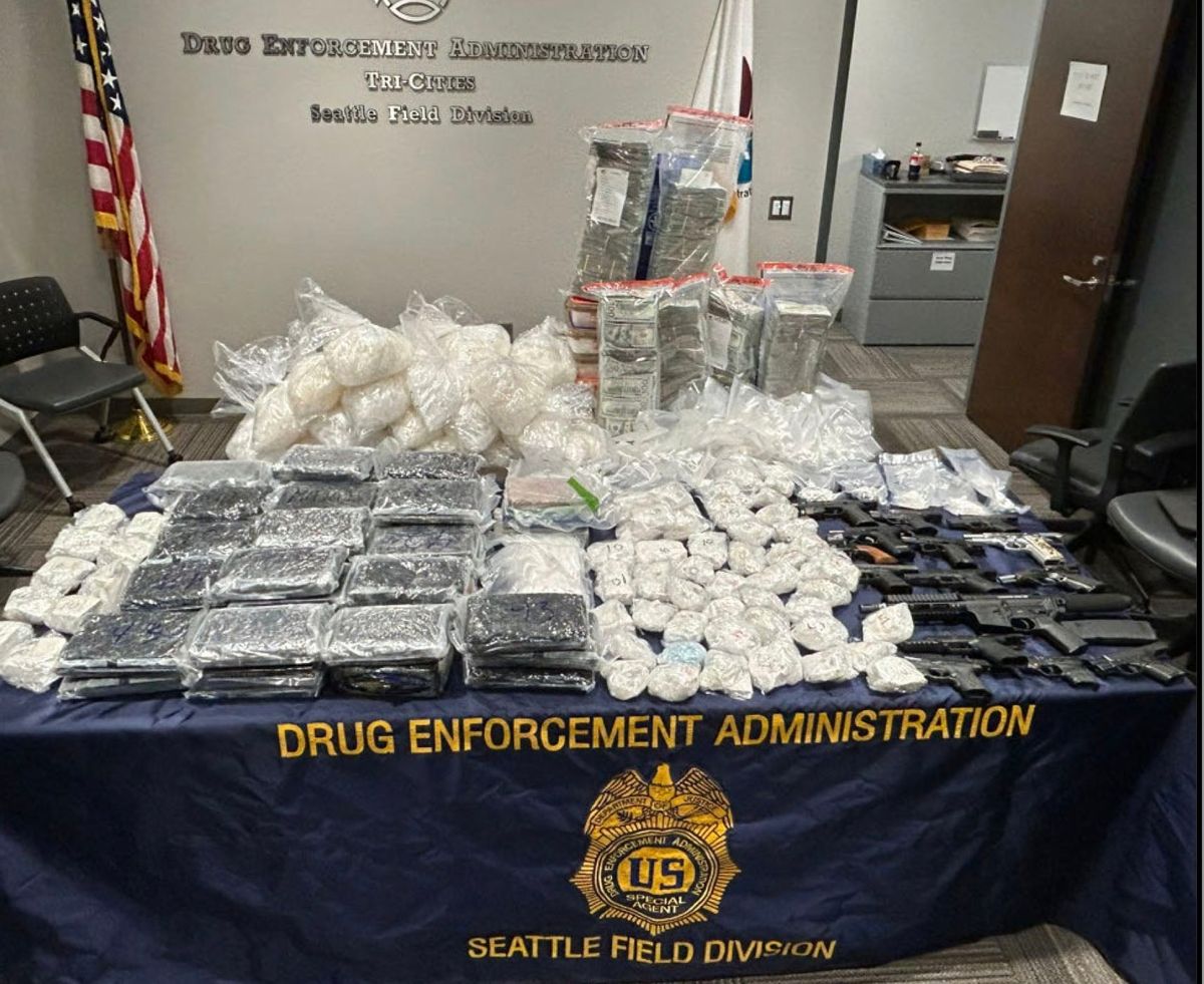 The Drug Enforcement Administration made the largest drug seizure in Eastern Washington history when agents this week confiscated about 370 pounds of controlled substances and approximately $2 million in cash as part of a trafficking investigation in the Tri-Cities, according to the U.S. Attorney’s Office in the Eastern District of Washington.  (Courtesy of U.S. Attorney
