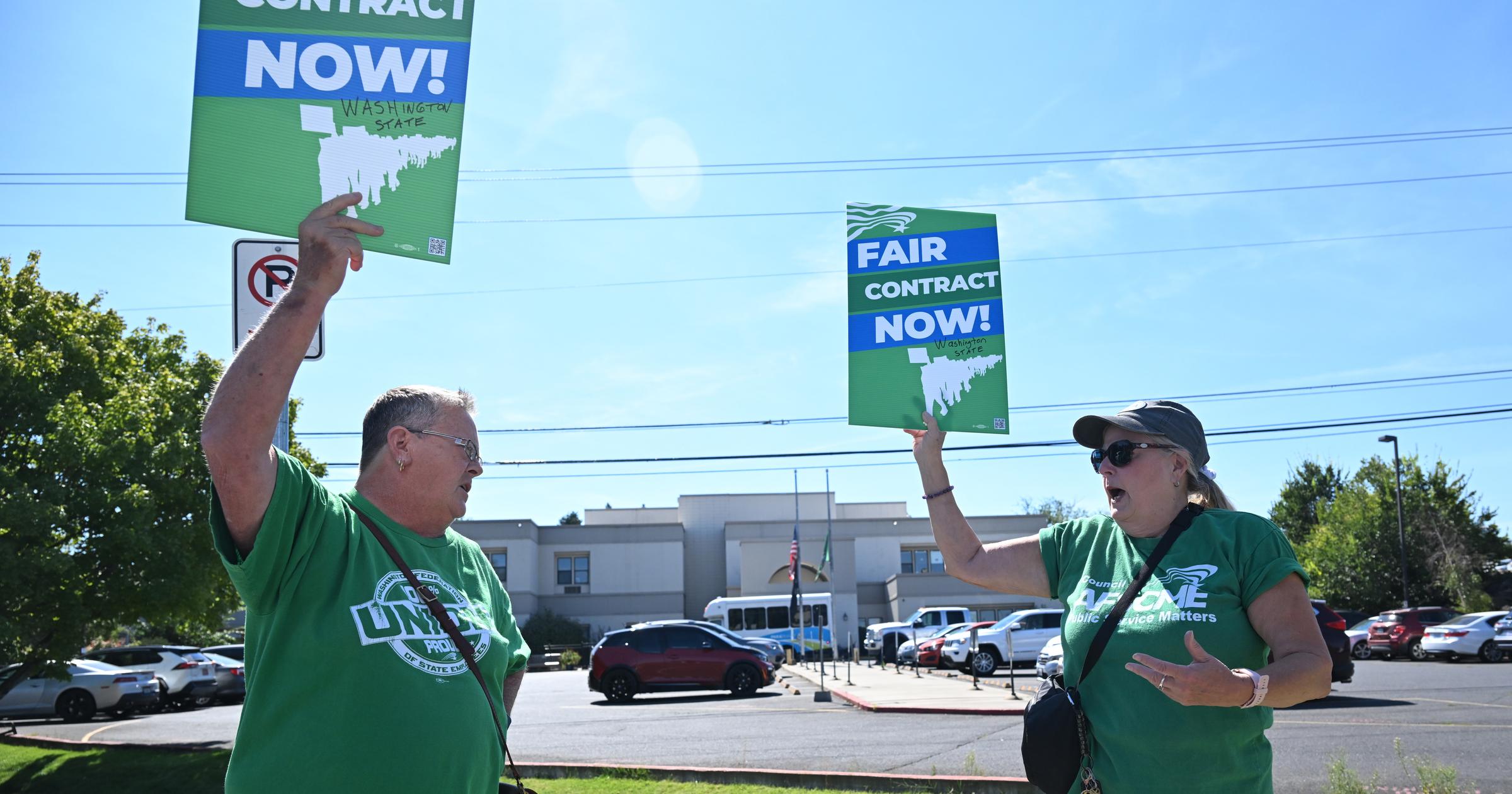 Thousands of state employees temporarily walk off the job as contract negotiations continue