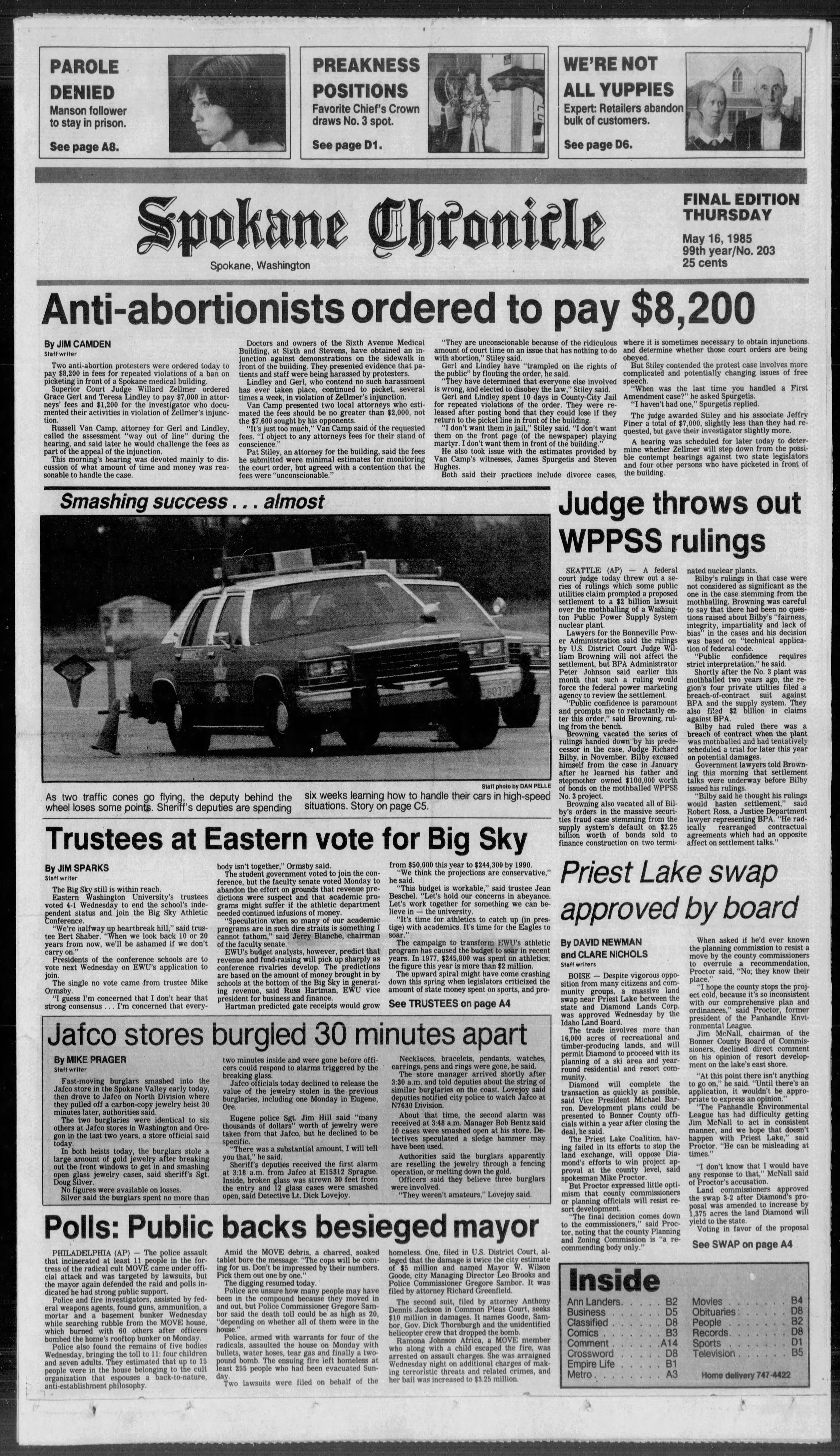 Historical Chronicle Front Page for May 16, 2022 The SpokesmanReview