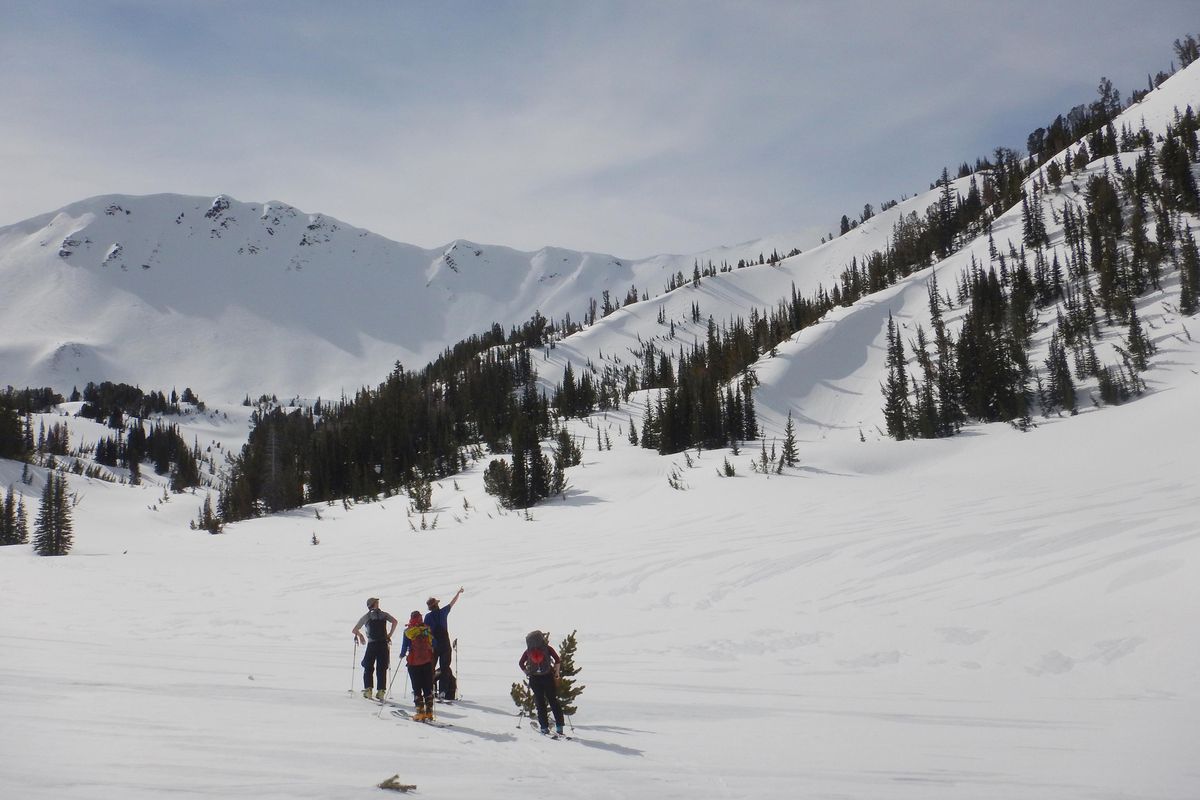 Moscow, Idaho residents (from left) Matt Meyer, Trevor Fulton, Sandra Townsend, and Brad Halter test their stamina with a tour of Aneroid Basin in the Wallowa Mountains of northeastern Oregon. (William Brock / William Brock photo)