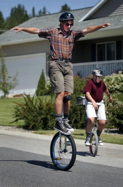 
Jonathan Miersma and his brother, Mathew,  tackle  Vista Grande Drive on unicycles. If you catch a great moment in a photo, send it in to the Valley Voice.
 (File/ / The Spokesman-Review)