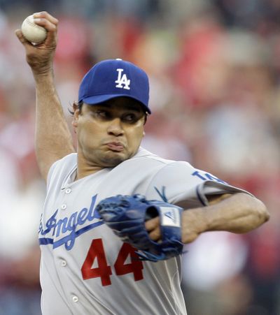 Dodgers starter Vicente Padilla  limited the Cardinals to four hits in seven innings.  (Associated Press / The Spokesman-Review)