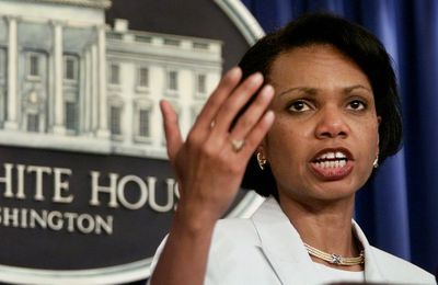 In this June 6, 2001, photo, then-National Security Adviser Condoleezza Rice talks with reporters at the White House. (File Associated Press / The Spokesman-Review)