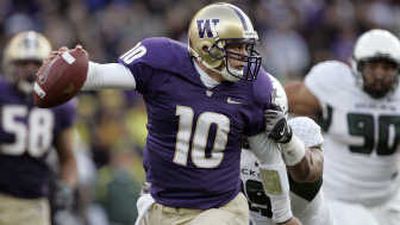 
Washington is unsure if quarterback Jake Locker will be able to play Saturday against California. Associated Press
 (File Associated Press / The Spokesman-Review)