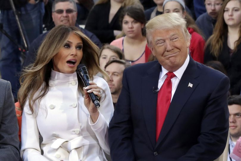 This is an April 21, 2016 file photo of Republican presidential candidate Donald Trump and his wife, Melania Trump, appearing on the NBC “Today” television program, in New York. (Richard Drew / Associated Press)