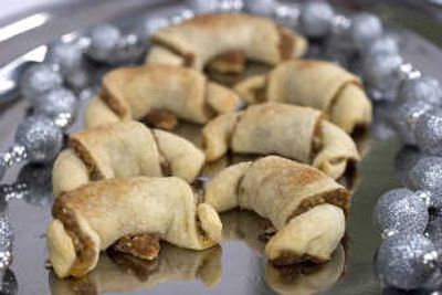
These rugelach, a traditional Jewish cookie, have a filling of apricot jam and chopped nuts and raisins. Associated Press
 (Associated Press / The Spokesman-Review)