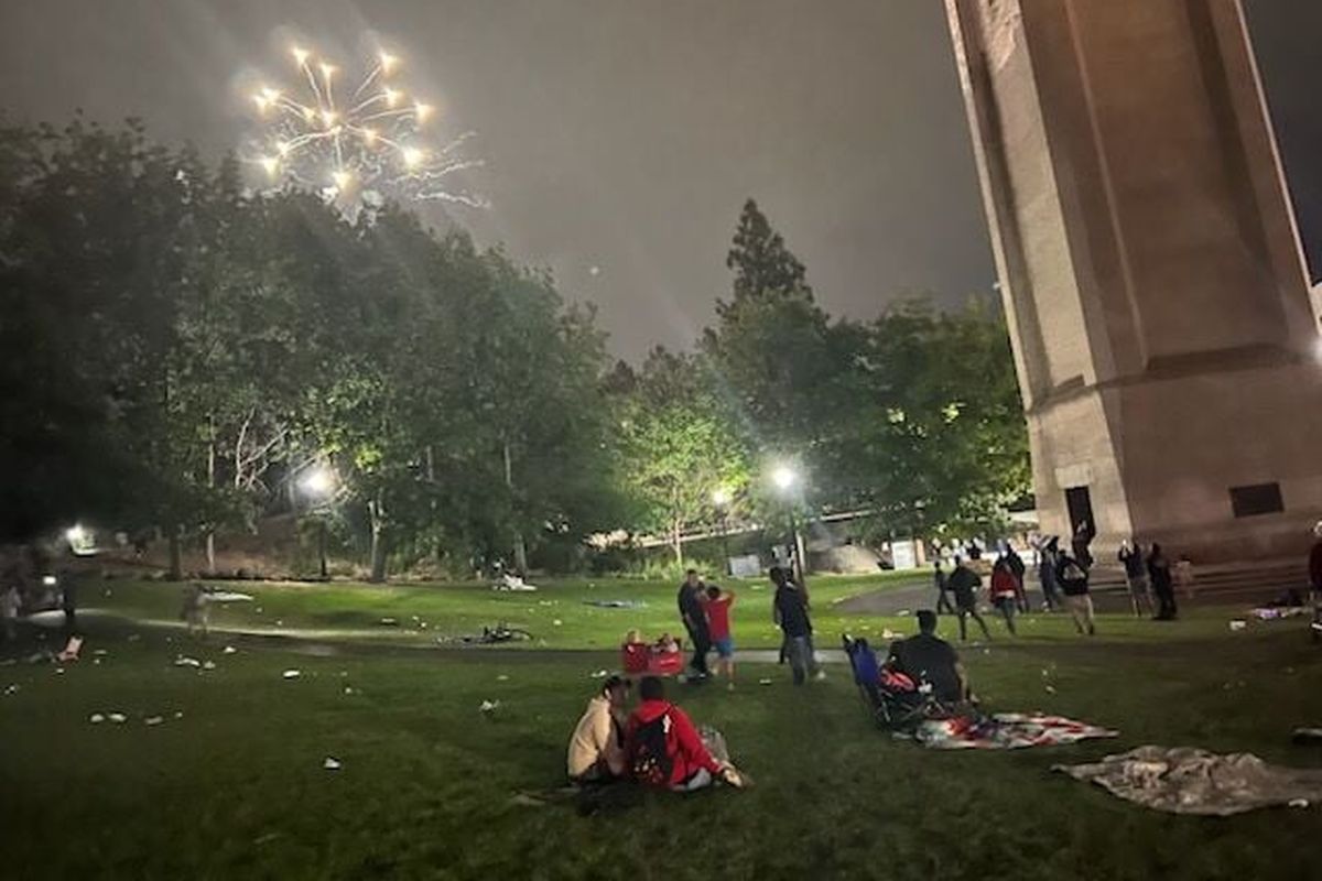 Spokane’s annual fireworks display was halted late Friday after false reports of an active shooter spread through the crowd, leading the majority of attendees to flee. (Jonathan Brunt/The Spokesman-Review)