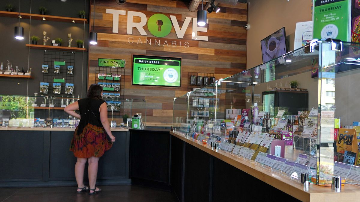 A shopper visits Trove Cannabis in Bellingham. (John Nelson / Special to EVERCANNABIS)