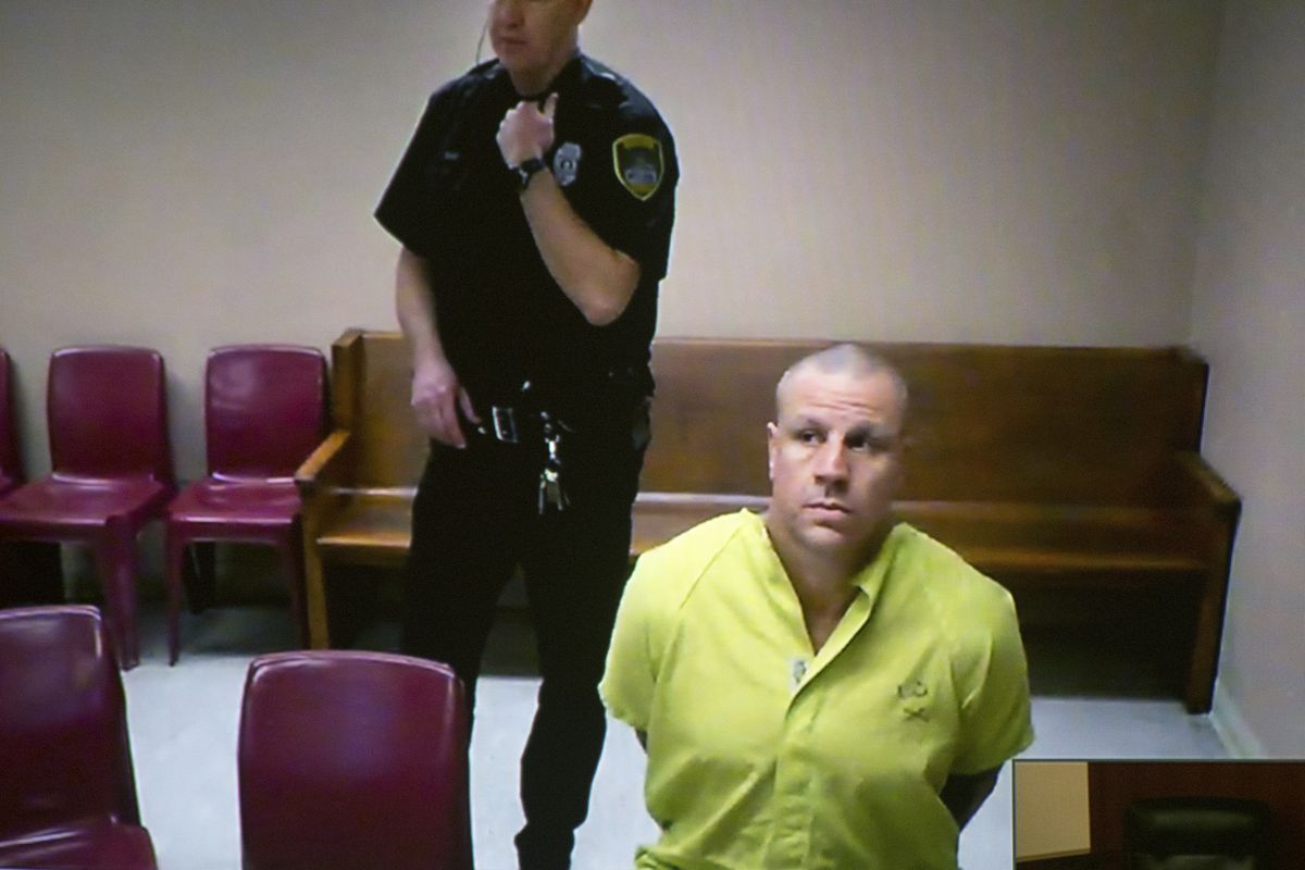 Timothy E. Suckow makes his first appearance before Superior Court Judge Gregory Sypolt via video link from the jail Tuesday. (Dan Pelle)