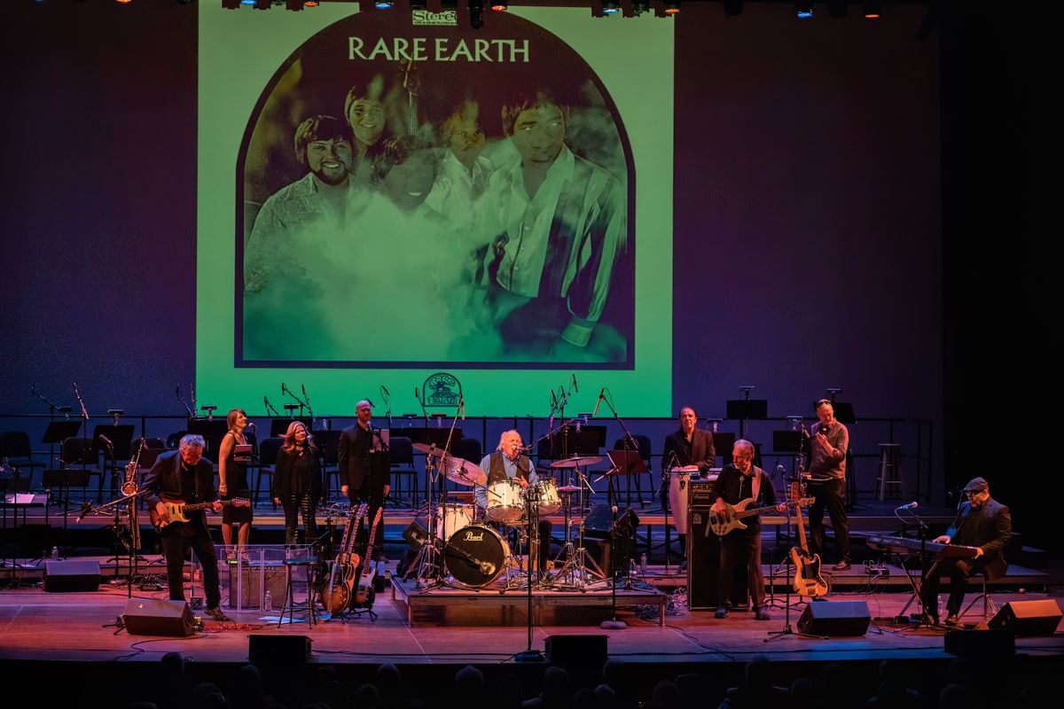 Peter Rivera and his R&B Celebrate Symphony perform the hits of Rare Earth, Friday, September 23, 2022, at the Fox Theater. All of the evening’s performers were from the Spokane region, including students and alums from Whitworth and Gonzaga. The event benefited the music departments at Whitworth University and Gonzaga University, as well as Northwest Passage’s Community Journalism Fund.  (Colin Mulvany/The Spokesman-Review)