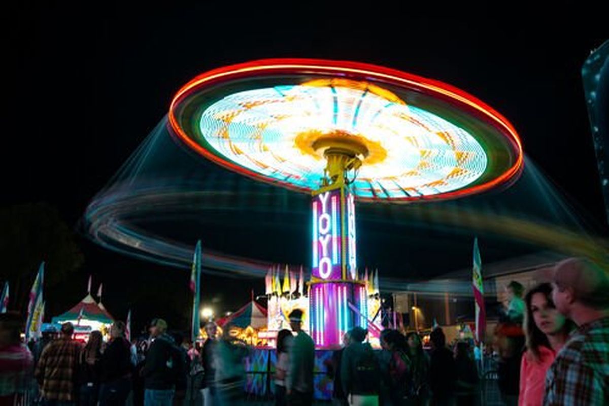 The popular chair-swinging ride, The Yo-Yo, operates during the Spokane County Interstate Fair in 2018.  (Libby Kamrowski)