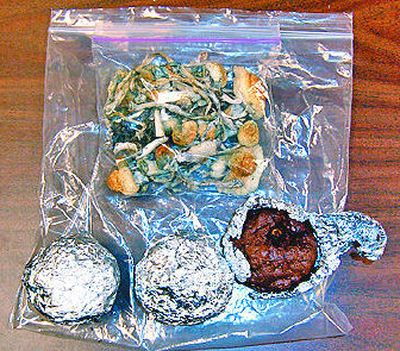 
 This evidence was collected in the arrests of Josh Heytvelt and Theo Davis. 
 (Courtesy of Cheney Police Department / The Spokesman-Review)