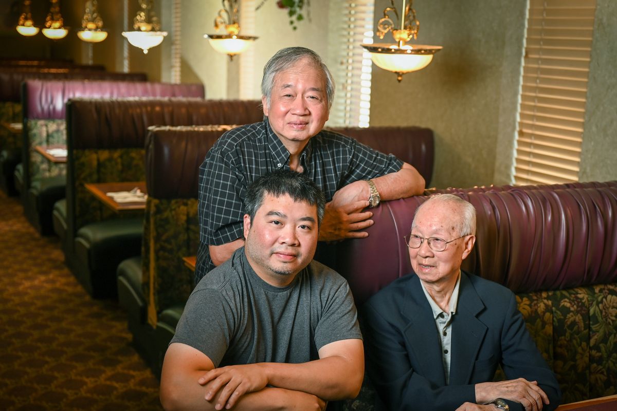 Three generations of the Eng family have owned the Cathay Inn since 1950. Clockwise from left are Raymond, Dennis and Eddie.  (DAN PELLE/THE SPOKESMAN-REVIEW)