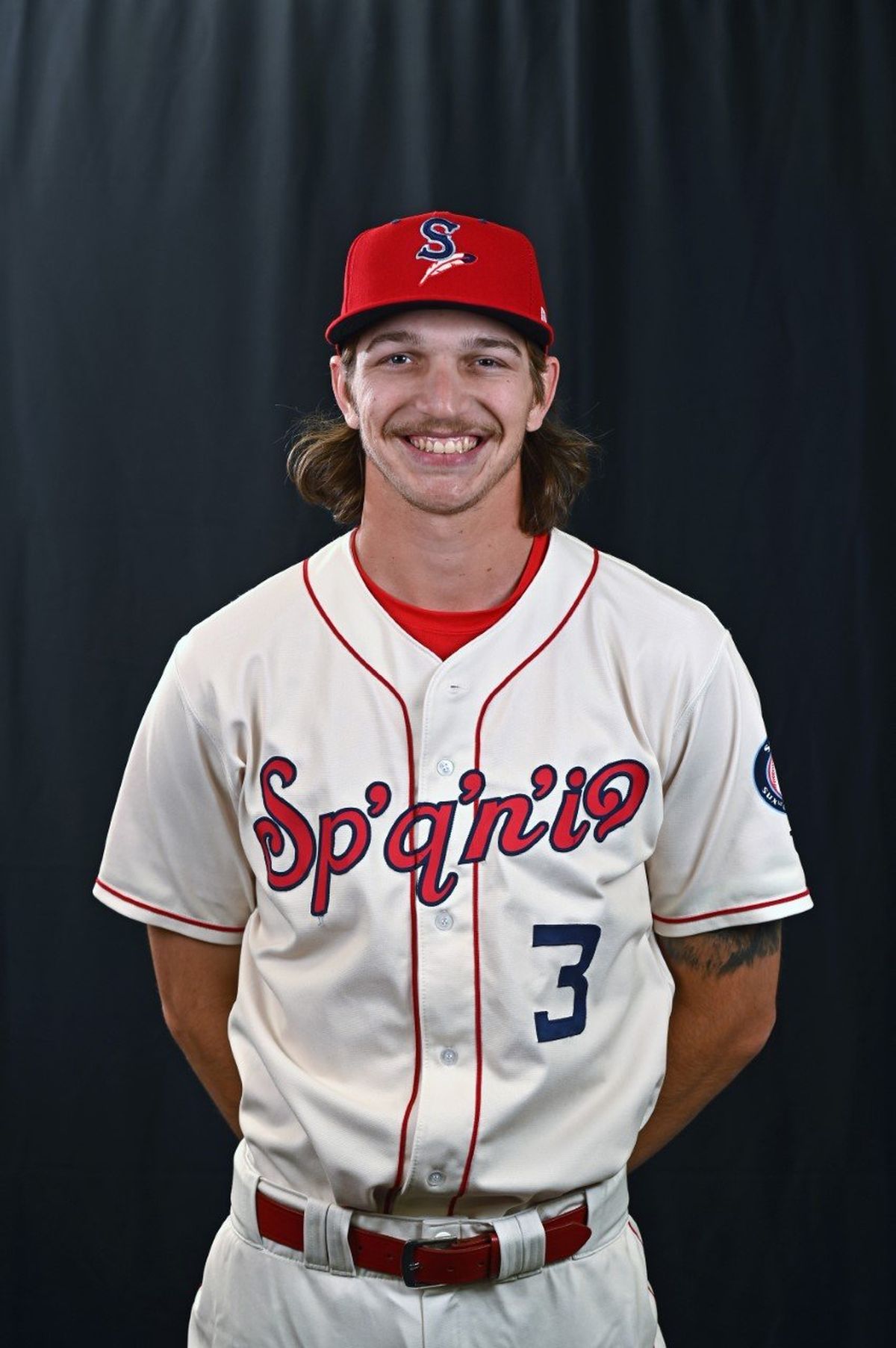 Outfielder Zac Veen poses for his headshot for the Spokane Indians on April 4, 2022.   (James Snook/Spokane Indians)
