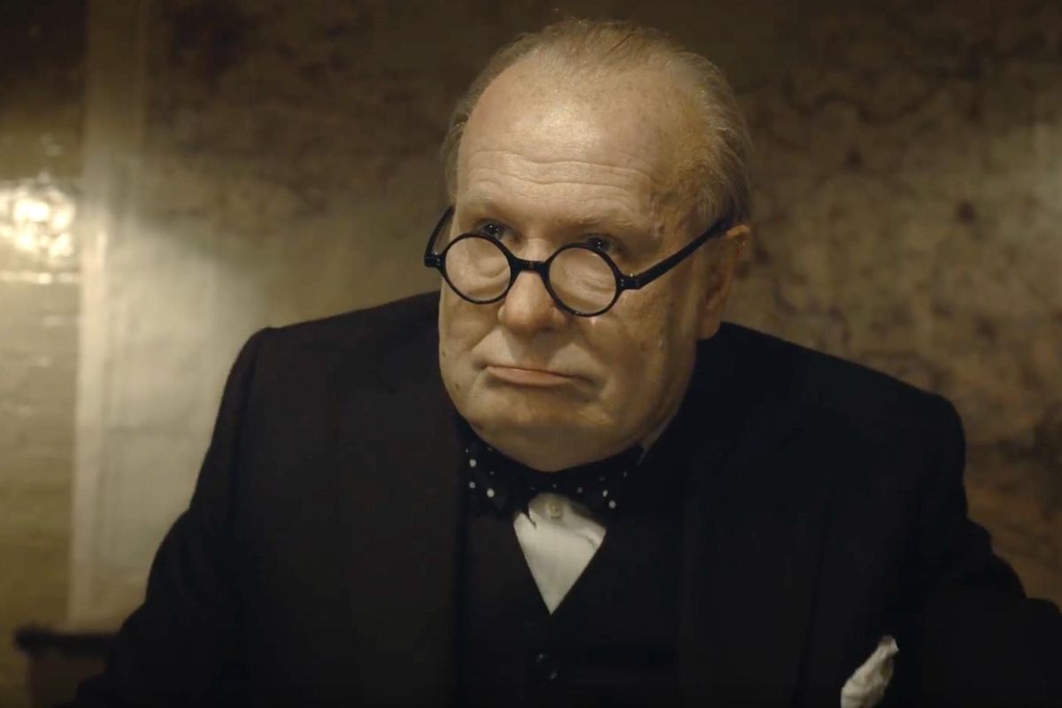 Gary Oldman is an Oscar nominee for his performance as Winston Churchill in “Darkest Hour.” (Focus Features)