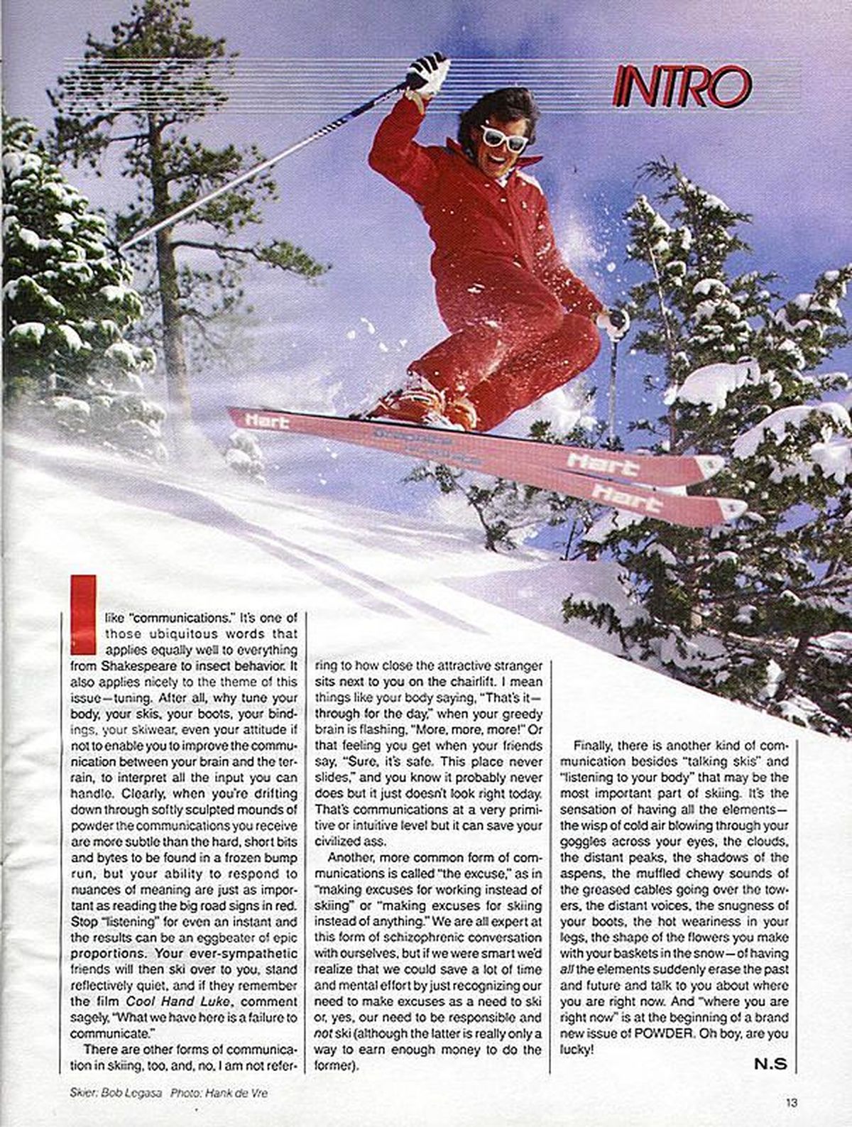 Hayden native Bob Legasa was a professional skier when he was younger. This photo was the first time he appeared in POWDER Magazine. 