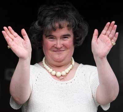 ORG XMIT: LON804 FILE- This is a May 24, 2009 file photo of Britain's Got Talent star Susan Boyle  It's always a bad hair day for Susan Boyle  until she starts to sing. The Scottish songbird with the frizzed-out hair doesn't look like a star. She is a bit chubby, with plain features, and no thousand watt show biz smile. But her golden voice has made her the overwhelming favorite in Britain's Got Talent finals on Saturday May 30. 2009. (AP Photo/Andrew Milligan/PA)  **  UNITED KINGDOM OUT NO SALES NO ARCHIVE  ** (Andrew Milligan / The Spokesman-Review)