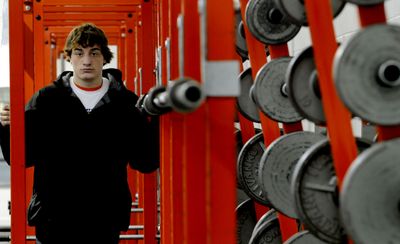 Post Falls wrestler Cole Amende is pictured  in the weight room at the high school on Dec.17, 2008.  (Kathy Plonka / The Spokesman-Review)