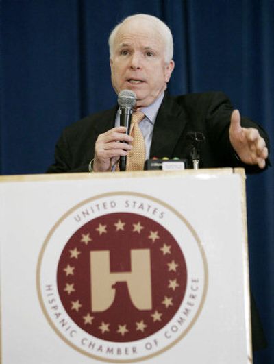 Sen. John McCain, R-Ariz., discusses immigration reform in Washington on Tuesday.
(Associated Press / The Spokesman-Review)