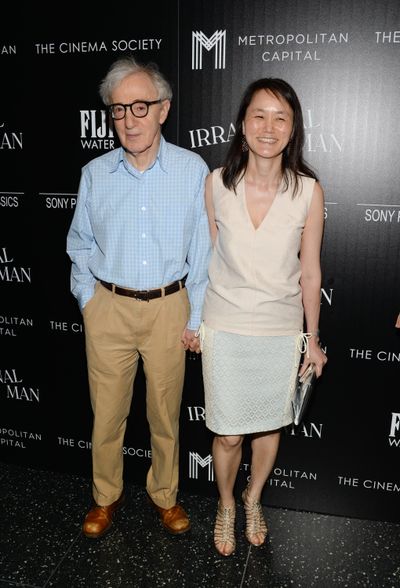Director Woody Allen and wife Soon-Yi Previn attend a special screening of “Irrational Man,” hosted by The Cinema Society and Fiji Water, at the Museum of Modern Art on Wednesday, July 15, 2015, in New York. (Evan Agostini / Evan Agostini/Invision/AP)